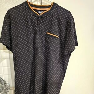 NWT Craft + Flow Men's 3 Button Black/Brown short sleeved shirt 2XL